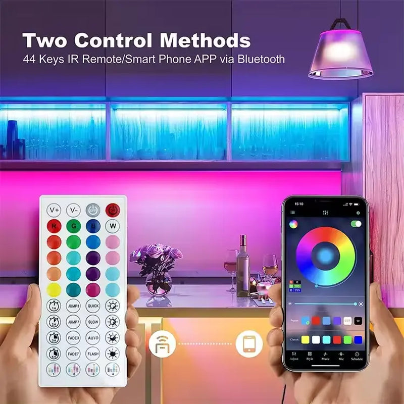 100FT 50FT Smart LED Light Strip RGB Color Changing Music Sync Strip Lights with App & Remote Control for Bedroom Indoor Lighting Decoration Modern