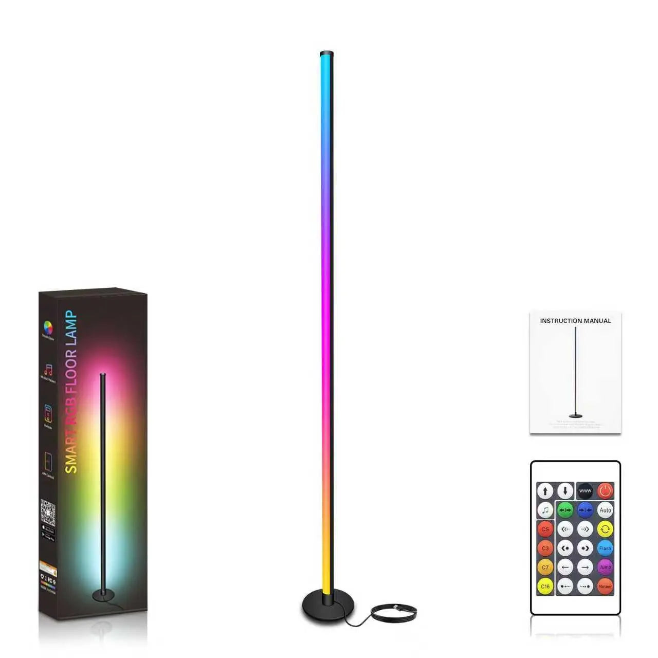 RGB Corner Floor Lamp 16 Million Color Music Sync Changing LED Corner Lamp with Remote & APP Control Smart Modern Floor Lamp