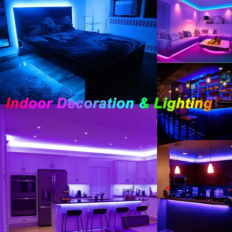 100FT 50FT Smart LED Light Strip RGB Color Changing Music Sync Strip Lights with App & Remote Control for Bedroom Indoor Lighting Decoration Modern