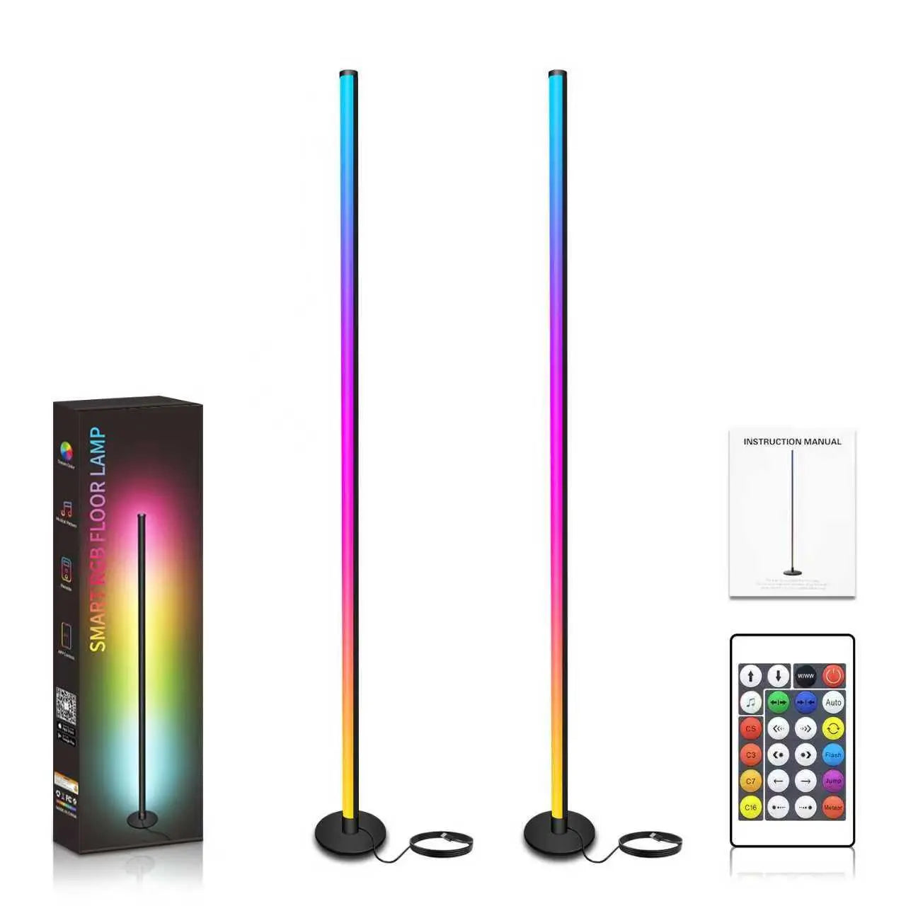 RGB Corner Floor Lamp 16 Million Color Music Sync Changing LED Corner Lamp with Remote & APP Control Smart Modern Floor Lamp