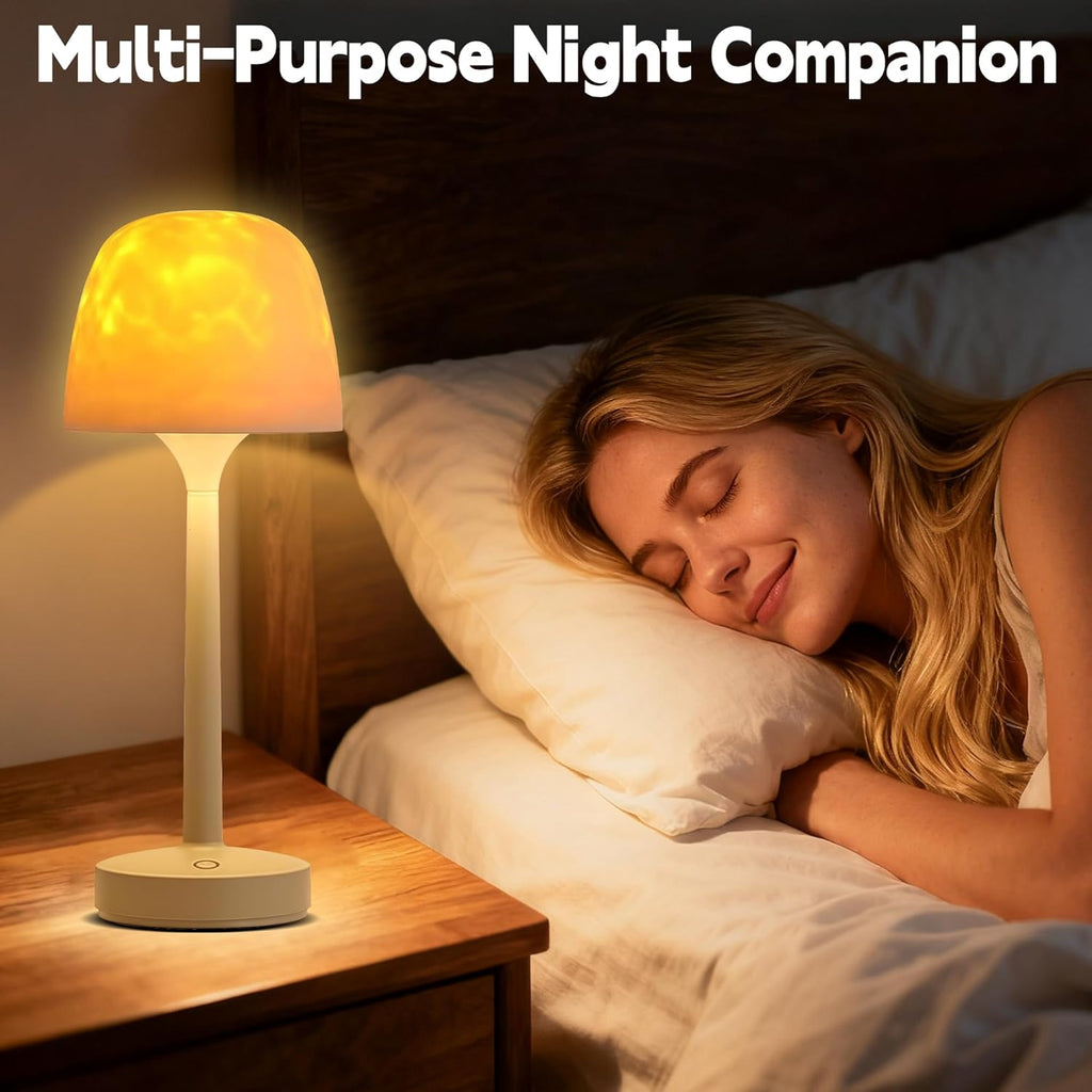 Cordless Lamp,Led Lights,Ocean Wave Projector Light,16-Color Touch Dimmable Bedside Lamps,Ambient Lighting for Bathroom,Inside Shower,Bathtub,Room Decor Aesthetic