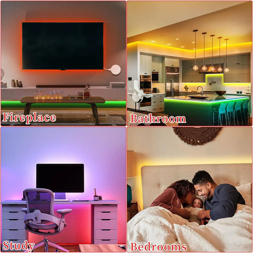 100FT 50FT Smart LED Light Strip RGB Color Changing Music Sync Strip Lights with App & Remote Control for Bedroom Indoor Lighting Decoration Modern