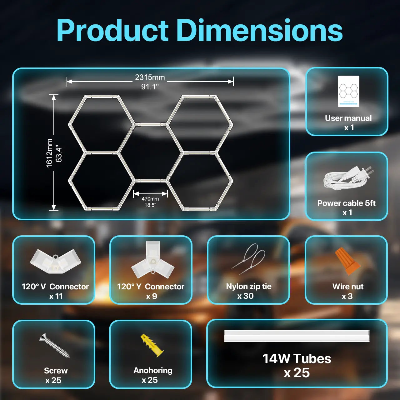 LUMENFOX 2025 Hexagonal Plug-In Ceiling Lights - High Efficiency 110LM/W, Ideal for Bedrooms & Great Lighting